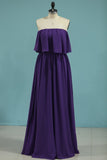 Chiffon Boat Neck Bridesmaid Dresses A Line Sweep