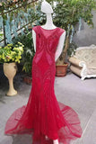 New Arrival Burgundy/Maroon Prom Dresses A-Line Zipper Up Scoop With