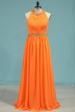 New Arrival Prom Dresses A Line Scoop Chiffon With