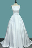 New Arrival Straps Satin Wedding Dresses With Sash/Ribbon Open