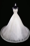 A Line Wedding Dresses Scoop Tulle With Applique And Beads Lace