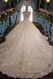 New Arrival Floral Wedding Dresses Lace Up With Appliques And