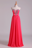 Prom Dresses Sweetheart A Line Chiffon With Ruffles Floor