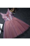 Homecoming Dresses A Line V Neck Tulle With Applique And Handmade