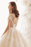 Ball Gown Wedding Dresses High Neck Top Quality Tulle Lace Up