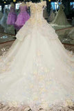 Floral Wedding Dresses A Line With Handmade Flowers Lace