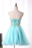 A-Line Sweetheart Homecoming Dresses Short/Mini Tulle With Embroidery And