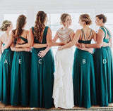 Elegant A Line Green Floor Length Bridesmaid Dresses, Long Prom STA20460