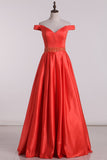 New Arrival Off The Shoulder Prom Dresses A Line Satin With