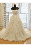 Sweetheart Wedding Dress A Line Organza With Beads And Ruffles