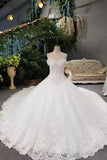 Marvelous Wedding Dresses Lace Up Off The Shoulder With Appliques And Crystals Royal