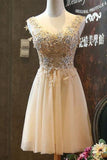 Homecoming Dresses A Line V Neck Tulle With Applique