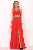 New Arrival Scoop Prom Dresses A Line Chiffon With Beads