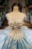 Gorgeous Satin Wedding Dresses Scoop Neck Lace Up With Appliques And Handmade