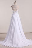 New Arrival Spaghetti Straps A Line Wedding Dresses Chiffon With