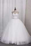 New Wedding Dresses Tulle Ball Gown Sweetheart Ruched Bodice Lace Up