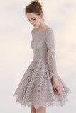 New Arrival Fashion Long Sleeves Temperament Homecoming Dress With Lace Appliques