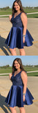 Elegant Plus Size Satin V Neck With Appliques A Line Homecoming Dresses