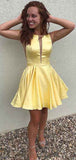 Sleeveless Satin A Line Knee Length Homecoming Dresses