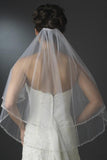 Two Layers Elbow Length Wedding Veil Beaded Edge