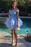 Gorgeous Off the Shoulder Tulle With Appliques Homecoming Dresses