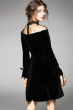 Charming Black Round Neck Long Sleeves A Line Homecoming Dresses