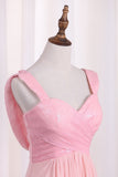 Bridesmaid Dresses Straps Sequined Bodice A Line Chiffon Floor