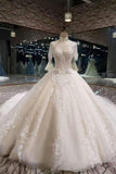 Luxurious High Neck Wedding Dresses Tulle With Sequins Beads