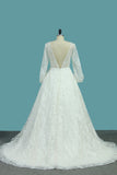 Lace Wedding Dresses A Line Scoop Long Sleeves With Sash Court