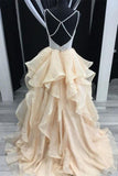 Newest Spaghetti Straps Ball Gown Beading Champagne Princess Prom Dresses Quinceanera