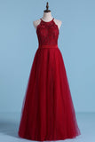 Bridesmaid Dresses A Line Scoop Open Back Tulle With Embroidery And