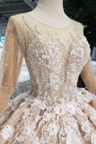 Ball Gown Wedding Dresses One Meter Train Scoop Top Quality Handmade Flowers