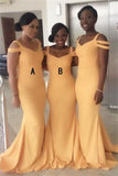 Sheath Memraid Elegant Simple Cheap Long Yellow Bridesmaid