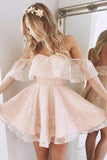 Off The Shoulder A Line Homecoming Dresses Lace