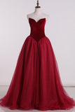 New Arrival Sweetheart A Line Velvet & Organza Zipper Up Prom