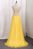 New Arrival Scoop With Ruffles And Slit Prom Dresses A Line 30D