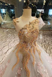 New Arrival Floral Wedding Dresses Scoop Neck A-Line With Appliques Pearls And Handmade Flowers Floor