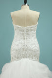 Mermaid Beaded Bodice Wedding Dresses Sweetheart Tulle Sweep