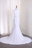 New Arrival Mermaid Scoop Wedding Dresses With Beads Sweep