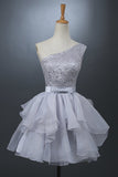 A Line Homecoming Dresses One Shoulder With Sash Organza &