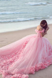 Off The Shoulder Ball Gown Quinceanera Dresses Tulle With Handmade