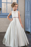 New Arrival Scoop With Beading&Appliques Satin Flower Girl