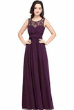 Elegant Chip A-Line Chiffon Evening Bridesmaid Ball Gown Long