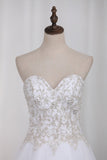 A Line Sweetheart Beaded Bodice Wedding Dresses Organza Court