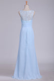 Bridesmaid Dresses Scoop Chiffon & Lace Floor Length Zipper Up