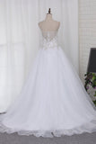 A Line Sweetheart Beaded Bodice Wedding Dresses Organza Court