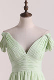 New Arrival Prom Dresses Spaghetti Straps Chiffon With Ruffles And