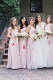 Simple Pink Mismatched A-Line Bridesmaid Dresses, Elegant Chiffon Bridesmaid Dress STA15397