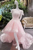 New Arrival Scoop Neckline A-Line Summer Pink Asymmetrical Prom Dresses Lace Up With