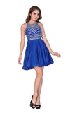 A Line/Princess Halter Homecoming Dresses Tulle & Chiffon Beaded